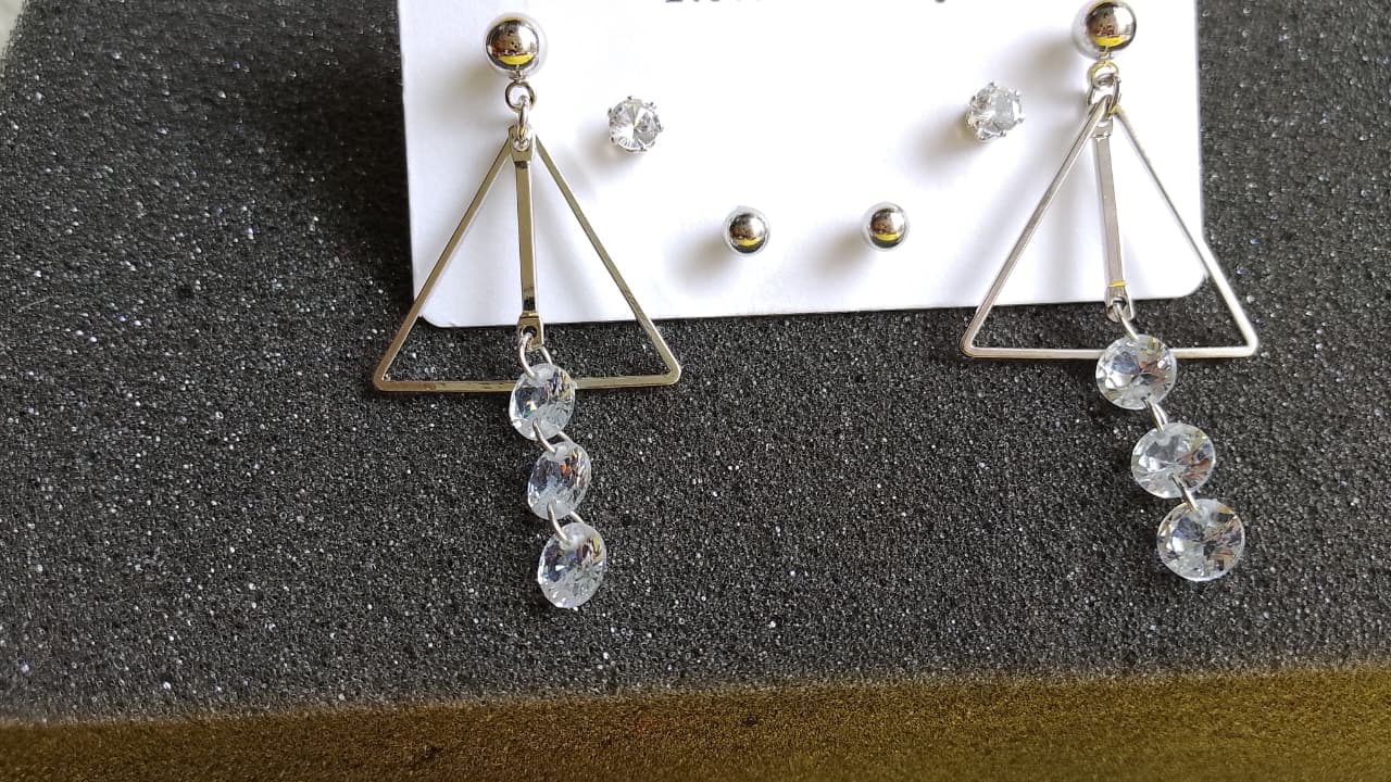 Sparkling Crystal Drop Triangle Earrings