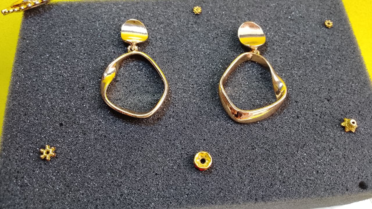 Modern Abstract Gold Drop Earrings